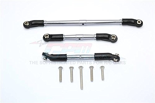 Traxxas TRX-4 Trail Defender Crawler Upgrade Parts Aluminum Front Adjustable Steering Link & Suspension Link - 3Pcs Set Gray Silver