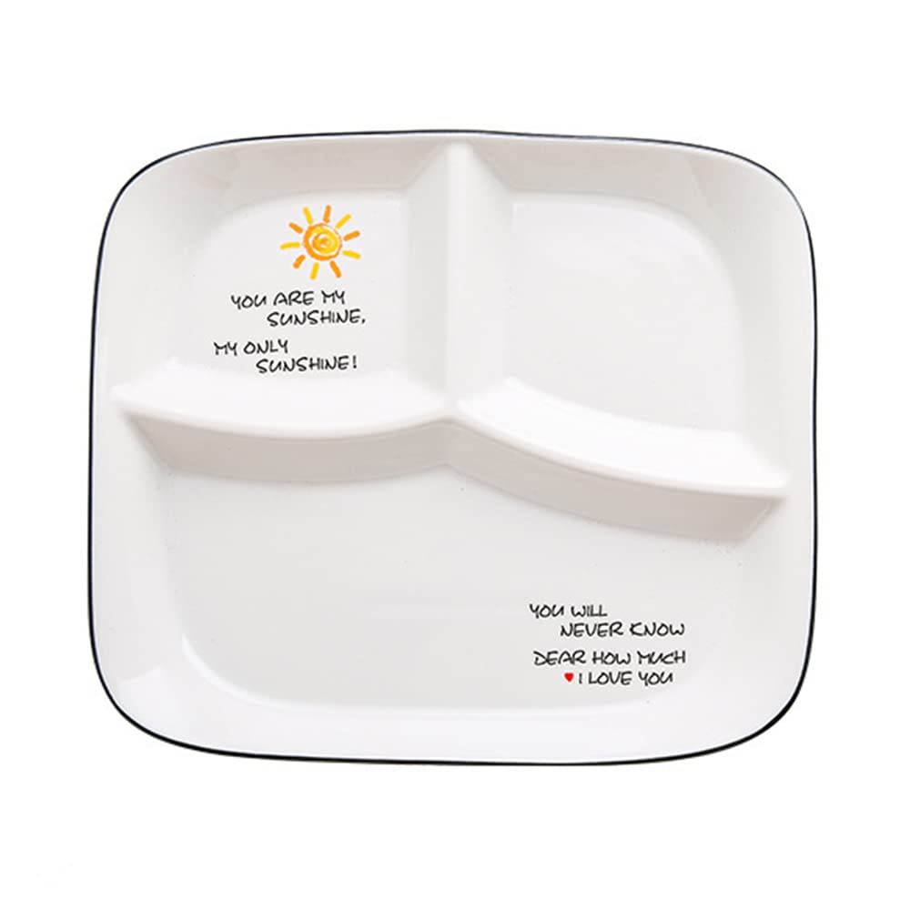 OnePine Healthy Eating Plate Ceramic, Diet Dinner Plate with 3 Compartment, Portion Control Plates for Adults Weight Loss