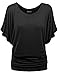 Aenlley Womens Boat Neck Dolman Top Short Sleeve Solid Shirring Drape Jersey Tops