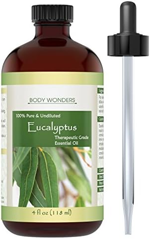 Body Wonders 100% Pure Eucalyptus Essential Oil - 4 fl oz Premium Therapeutic Grade Essential Oil for Hair, Skin & Aromatherapy - Natural Solution for Infections & Repelling Insects & Pest