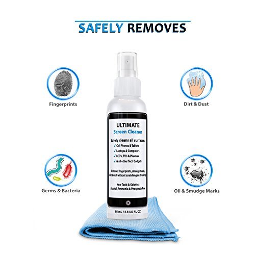 Ultimate Screen Cleaner Kit with Microfiber Cloth. Best for Cleaning all Tech Gadgets and Electronics: iPhone, Android, Cell Phone, Tablet, Computer Screen, Keyboard, TV, LCD, LED & Plasma.