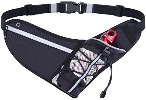 QBStrong Running Belt with Water Bottle Holder, Hydration Running Belt Waist Pack for Running Reflective and Water Resistant Fit All Smartphones, Ideal for Cycling, Fitness, Jogging