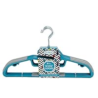 Home Expressions 10 Pack Multipurpose Heavy Duty TPR Non Slip Modern Plastic Hangers (Teal-Black)