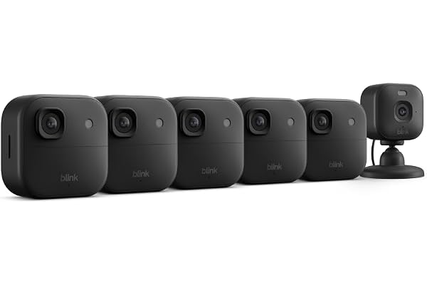 Blink Outdoor 2K+ and Mini 2K+ (newest model) â€” Wireless and plug-in 2K resolution smart security cameras, Sync Module Core included â€” 6 Cameras (Black)