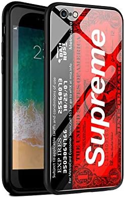 9H Tempered Glass iPhone Luminous Series Case + Soft Silicone Bumper [Shock Absorption] for iPhone (Supreme, iPhone 6 Plus/6s Plus 5.5 inch)