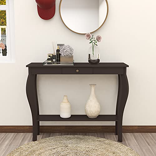 ChooChoo Narrow Console Table for Entryway (Espresso with Drawer