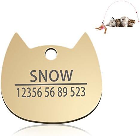 WONDERPUP Personalized Custom Cat Id Tags Cat Face Shape Stainless Steel Engraved for Small Medium Large Pet and Dog Collar Accessories