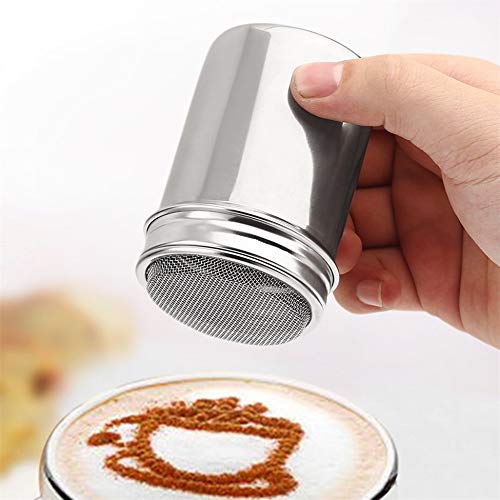 Shaker per cioccolato in acciaio inossidabile Farina di cacao Caffè Cannella in polvere Secchiello Spolverino Filtro da… - immagine 3