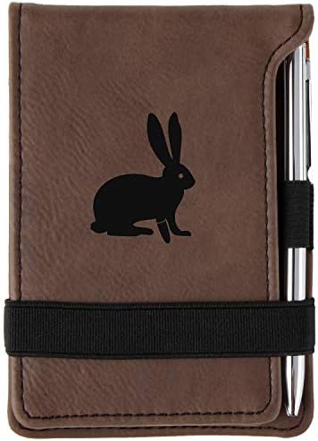 Rabbit Engraved Leather Personalized Mini Notepad With Pen