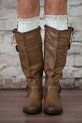Boot Cuffs Vintage 3 Button Style Women's Boutique Socks Brand by Modern Boho Ivory