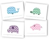 Chevron Animals Baby Congratulations Cards - 24 Cards & Envelopes