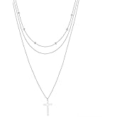 BVELA 925 Sterling Silver Simple Cross Pendant Necklace for Women Christian Birthday Baptism Gift