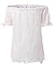 StyleDome Women Strapless Lace Off Shoulder Elegant Tie Short Sleeve Crochet Blouse Sexy Tee Tops Off White US 10