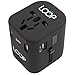 LOOP Travel Smart 4, Worldwide Travel Adapter Charger [US UK EU AU/CN] w/ 4 USB Charging Ports [4500mAh] Universal AC Socket - Safety Fused (Black)