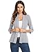 Concep Women's Casual Work Solid Color Knit Blazer 3 4 Sleeves Open Front Suit Jacket (Grey, S)