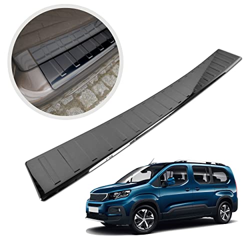 CHROMEMASTER | Ladekantenschutz Stoßstangenschutz | Kompatibel mit Peugeot Rifter 2019- ; Polierter Edelstahl, Dunkelchrom; Unsere Lackschutzleiste Sichert den Heckstoßfänger vor Kratzern