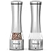 PowerLix Salt And Pepper Grinder Set , 2 Manual Pepper Mill and Salt Mill Shakers With Adjustable Ceramic Grinder, Brushed Stainless Steel And Glass Construction, Ergonomic Design, Huge Capacity mills