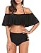 Avidlove Womens Two Piece Off Shoulder Swimsuits High Waisted Bikini Set Black, Black, XX-Large