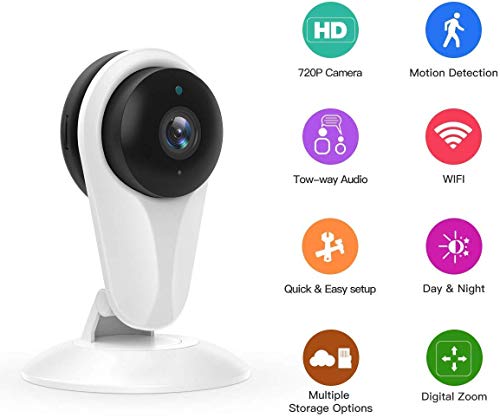 Home Camera, Nextrend HD Wireless IP Security Camera with Motion Detection,Night Vision,Two-Way Audio,Cloud Storage,Home Security IP Camera for Office/Baby/Nanny/Pet Monitor-White, 720P 1 Pack