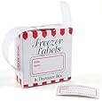 White and Red 1 x 2 Inch Freezer Labels, Set of 100