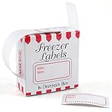 White and Red 1 x 2 Inch Freezer Labels, Set of 100