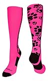 MadSportsStuff Crazy Socks Paws Over the Calf (Hot Pink/Black, Small)