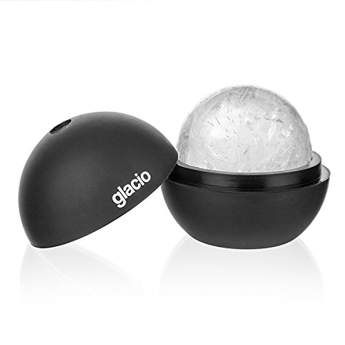 glacio Round Ice Cube Molds - Whiskey Ice Sphere Maker - Makes 2.5 Inch Ice Balls - 2 Pack