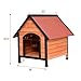 Tangkula Dog House, Wooden Pet Kennel, Outdoor Weather Waterproof Pet House, Natural Wooden Dog House Home with Reddish Brown Roof, Pet Dog House (Small, Red & Natural)