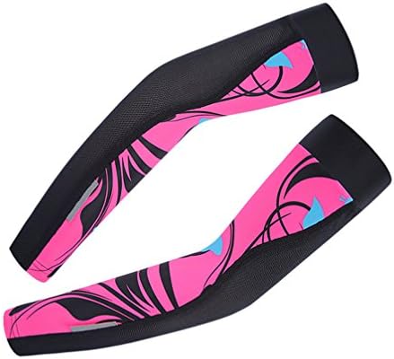 Bicycleworld Unisex Cooling Sun Block Compression Arm Sleeves Sun Protection For Bike ,Cycling And Hiking etc.Butterfly Pink-Blue Size S