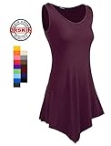 [DRSKIN] WS08 Women Handkerchief Hem Tank Tunic Top (L, Wine)