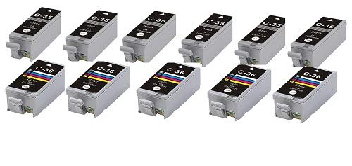Now Ink Ltd 11X (5 SETS + BLACK) COMPATIBLE CANON 6X PGI-35 BLACK & 5X CLI-36 COLOUR INK CARTRIDGES FOR CANON PIXMA IP100, IP110, MINI 260,320. PGI-35BK & CLI-36C