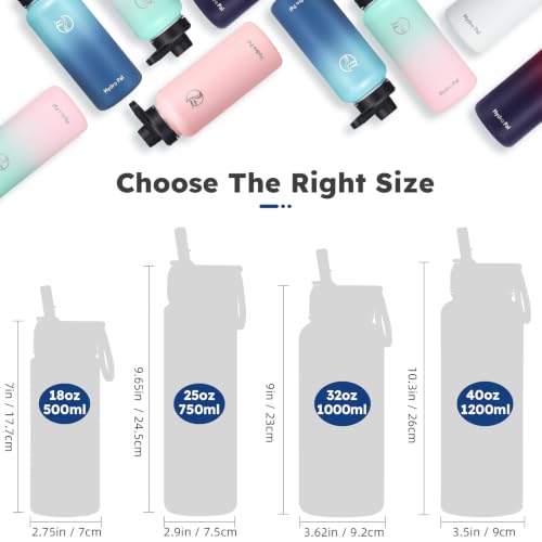 HydroPal Vacuum Insulated Water Bottle 750ml Stainless Steel, BPA Free, Leakproof, 12H Hot 24H Cold, with Straw & Spout Lids for Gym