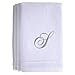 Monogrammed Towels Fingertip, Personalized Gift, 11 x 18 Inches - Set of 4- Silver Embroidered Towel - Extra Absorbent 100% Cotton- Soft Velour Finish - For Bathroom/ Kitchen/ Spa- Initial S (White)