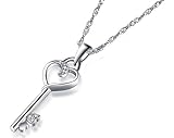 Forfamilyltd Key To Her Heart Petite Skeleton Key Pendant Necklace In Sterling Silver, 18''
