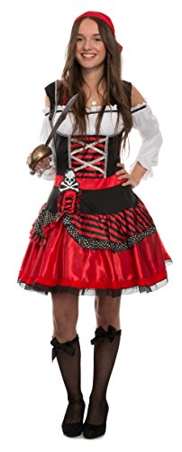 Brandsseller Damen Verkleidung Kostüm Piratin - enthält Kleid und Piratenkopftuch - für Karneval Fasching Halloween - L… – Bild 3