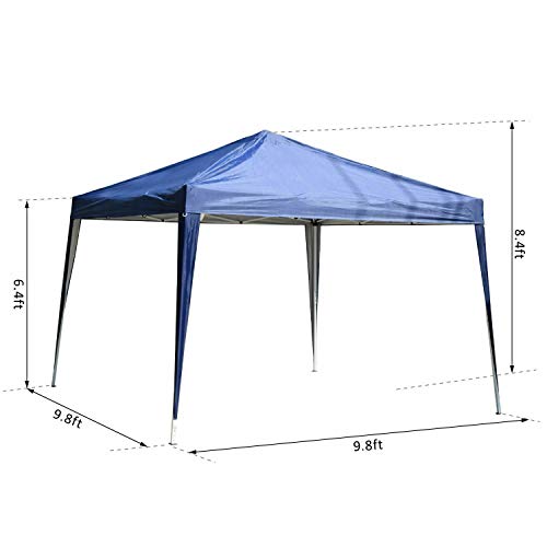 FDInspiration Blue 9.8x9.8 FT Pop Up Gazebo Canopy Party Tent Foldable Design Shelter Outdoor Sun Shade w/Storage Bag with Ebook - Thumbnail 2