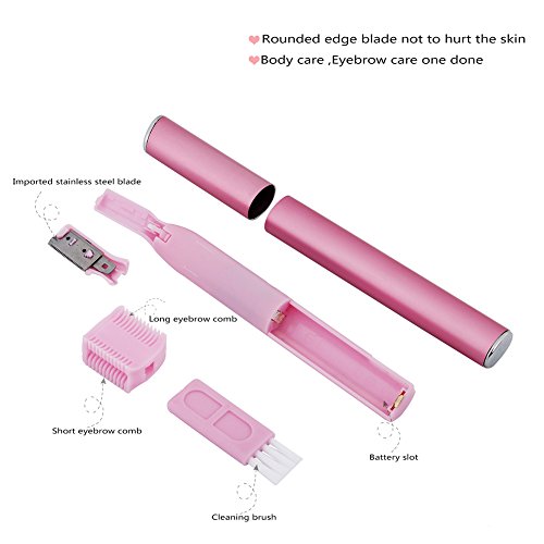 CNAIER Eyebrow Trimmer for Women, Facial Hair Trimmer Eyebrow Razor with Eyebrow Removal Attachments, Dry Use, Battery-Operated