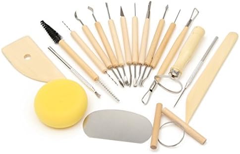 19Pcs Clay Sculpting Sculpt Smoothing Wax Carving Pottery Ceramic Tools Wood Set