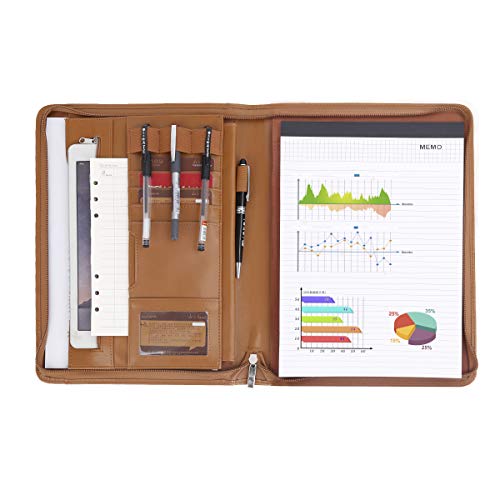 Leathario Leather Folder Business Conference A4 Portfolio Folder Padfolio Noted Case for Work School