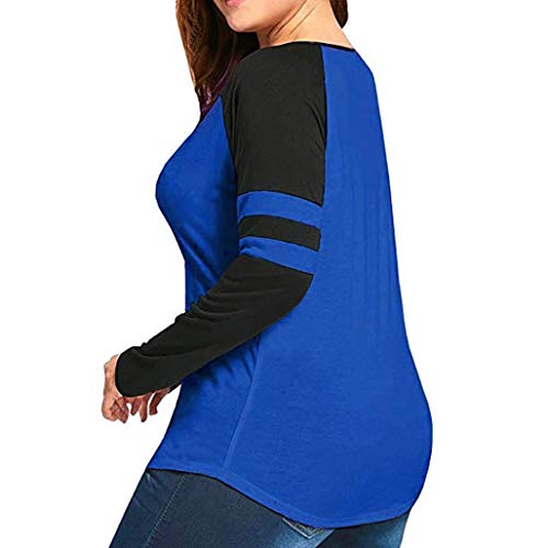 Clearance Sale Orangeskycn Women Pullover Stripe Patchwork Plus Size V Neck Tops - Thumbnail 2