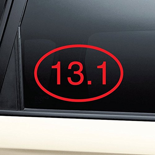 13.1 Marathon Euro Oval Vinyl Decal Laptop Car Truck Bumper Window Sticker - Red