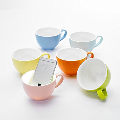 Panbado 6-Piece 5" 13.5 oz Porcelain Glazed Coffee Mugs Tea Cups of 6 Colors