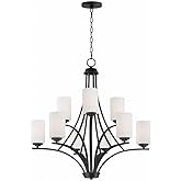 Maxim Deven - 9 Light 2-Tier Chandelier in Modern Style-32 Inches Tall and 32 Inches Wide-Black Finish -Traditional Install