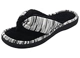 RockDove Women's Open Toe Memory Foam Flip Flop Slippers, Faux Cashmere Anti-Slip Thong Slide Slipper Shoes for Home Lounge Hotel Spa & Bedroom (7-8 B(M) US, Midnight Black)