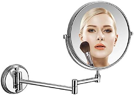 Wall Mount Makeup Mirror, 3X Magnification Vanity Mirror for Bathroom Extendable Shaving Mirror Wall Mount,Silver