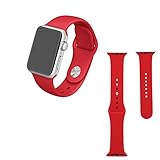 Apple watch band,Soft Silicone Sport Style Replacement for 38mm Apple Watch All Models-2 Lengths-red
