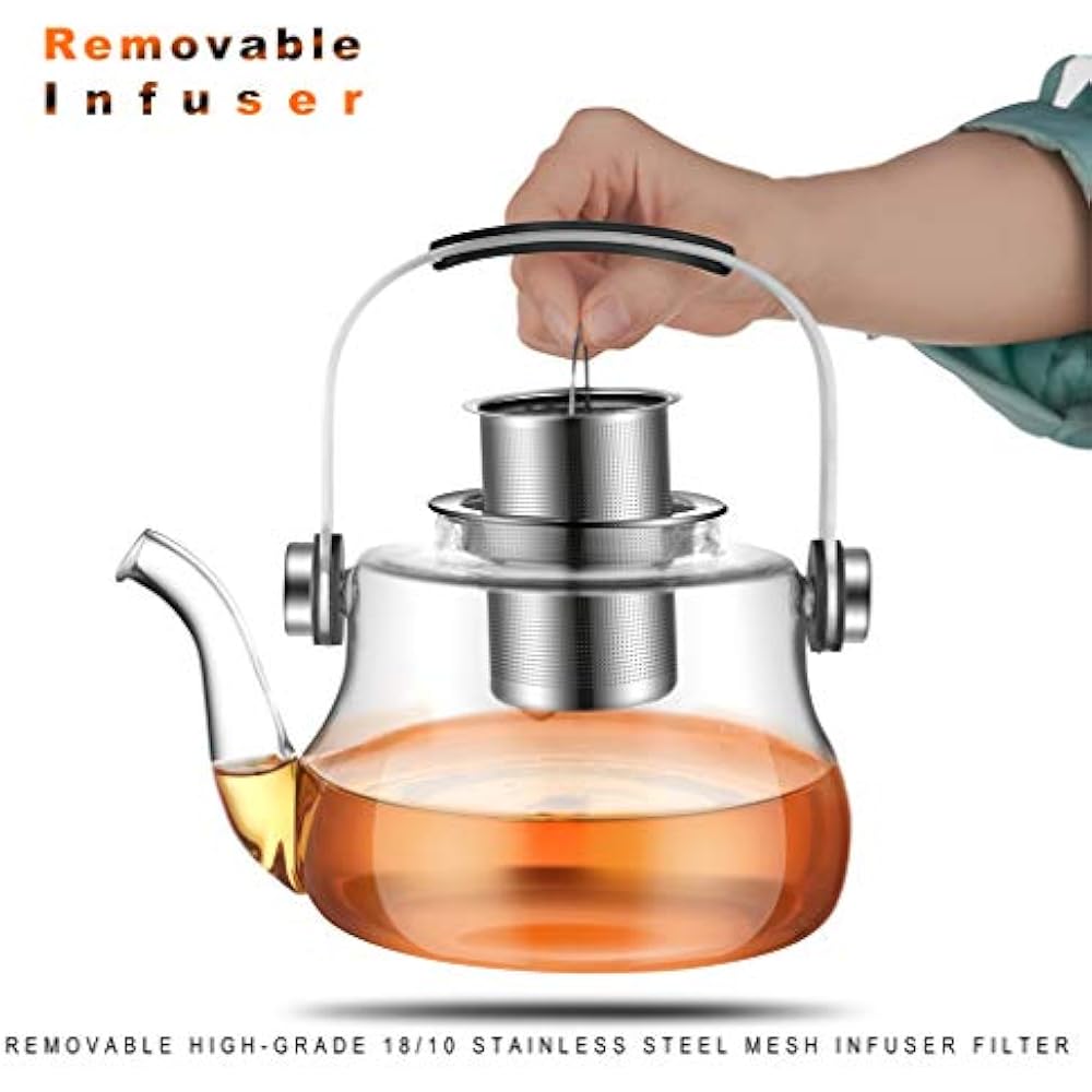Glass Teapots Tea Pot With Removable Infuser Borosilicate Stovetop Safe