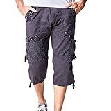 Hzcx Fashion Mens washed cotton long capris multi-pockets casual cargo shorts SJXZ1800-5820-55-DG-40