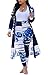 Womens Floral Print Long Sleeve Cardigan Cover up Long Pants 2 Piece Outfits Set