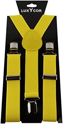 LUXYCOR Adjustable Kid's Suspenders in Solid Colors (6-12 Years Old) (Yellow)